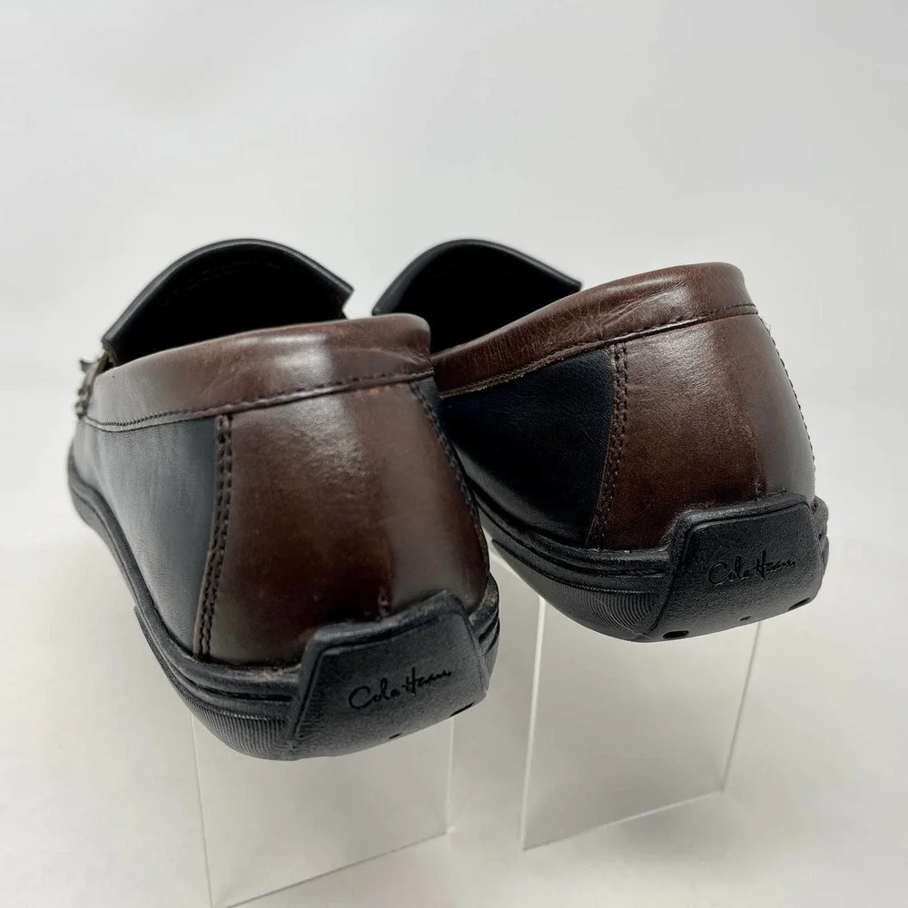 Cole Haan Mens Sz 8 M Loafer Black Brown Tassle Driving‎ Leather S1009-1373